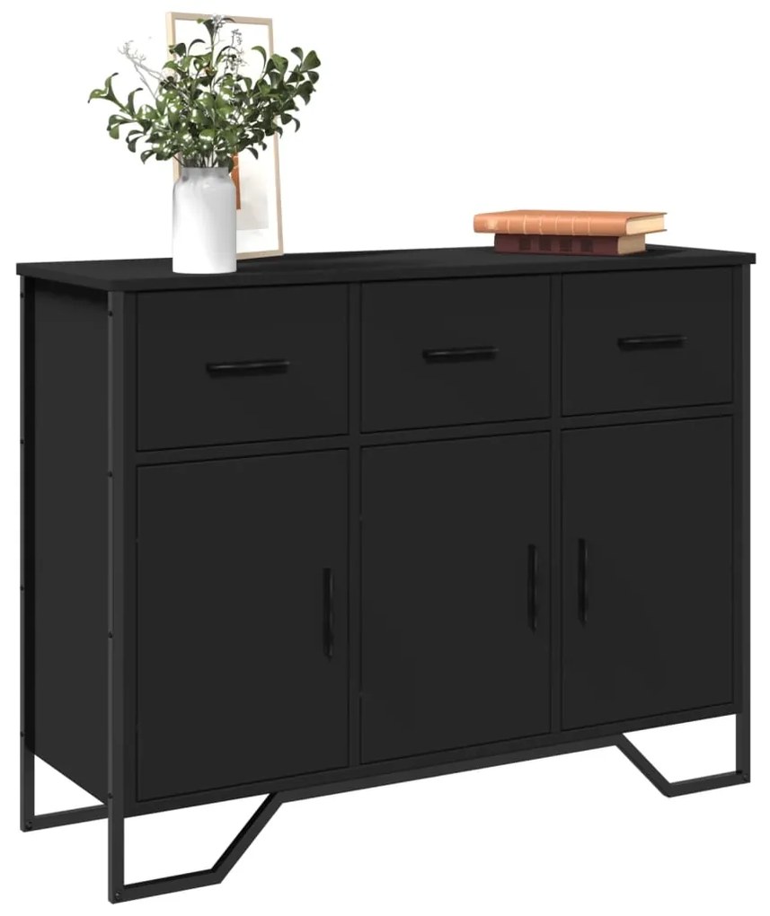 vidaXL Aparador 97x32,5x74,5 cm derivados de madeira preto