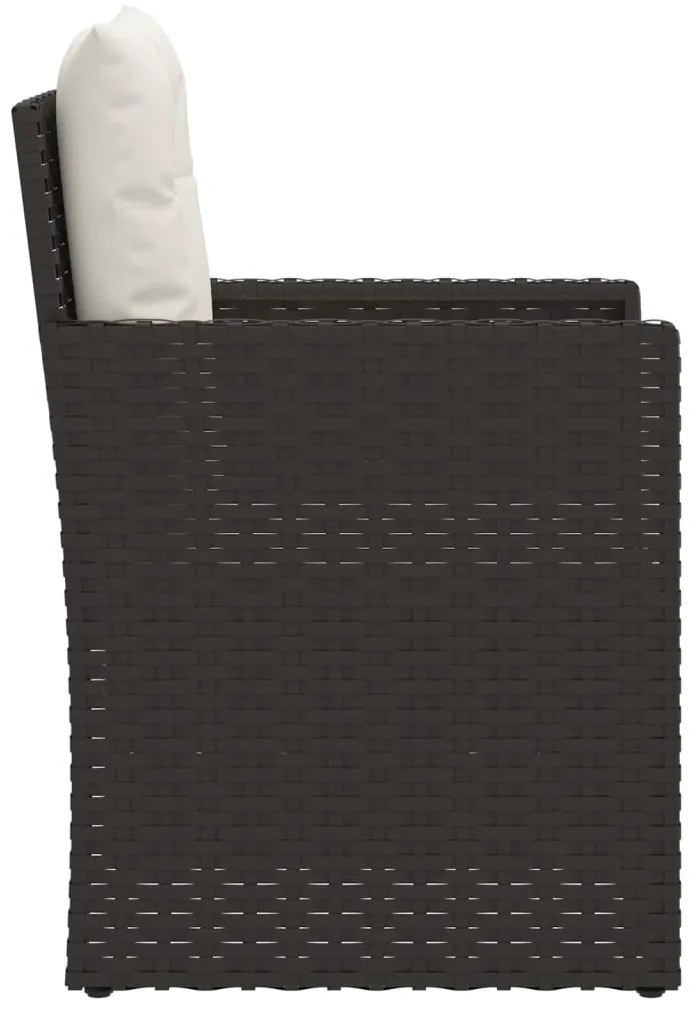 3 pcs conjunto lounge de exterior c/ almofadões vime PE preto