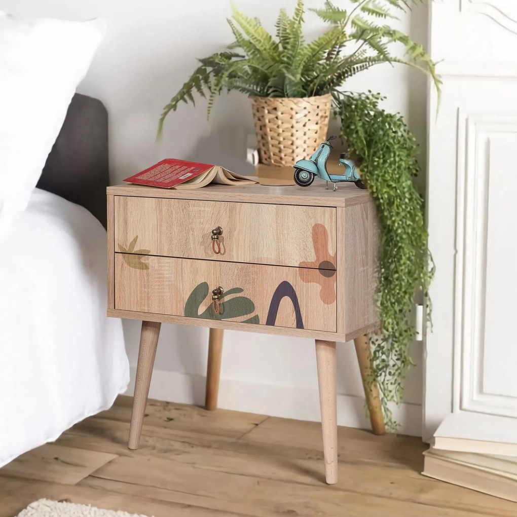 Mesa de Cabeceira City Two – Multicolor – 60 cm x 61 cm x 40 cm