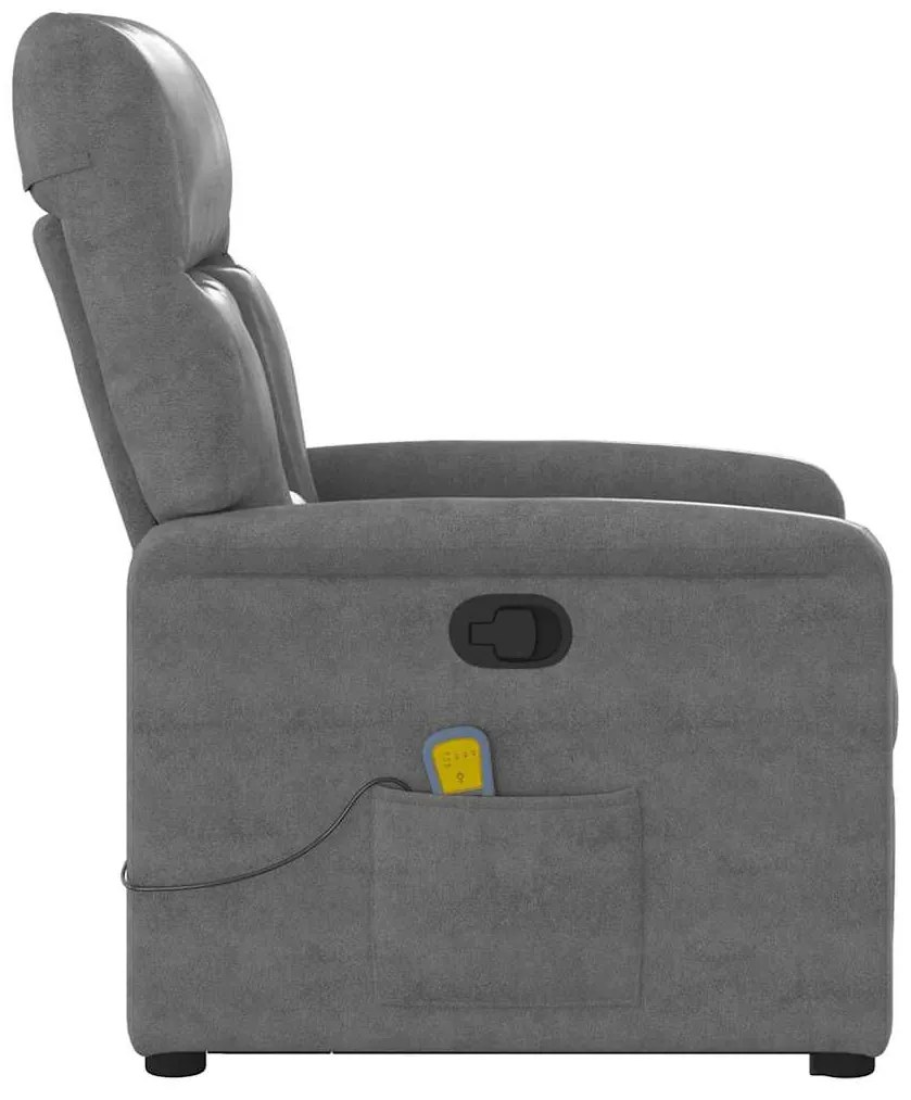 Poltrona massagens reclin. elevatória microfibra cinza-escuro