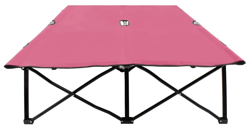 Espreguiçadeira/cama dobrável para 2 pessoas aço cor-de-rosa