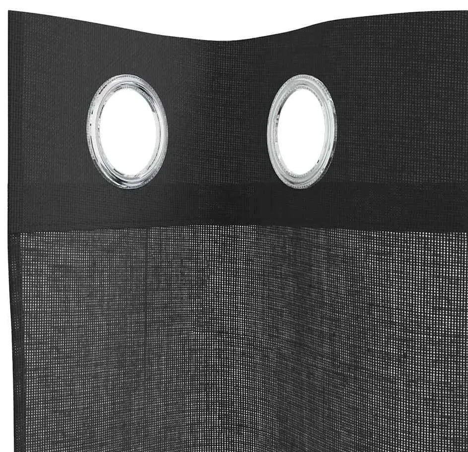 Cortinas de voile com ilhós 2 pcs preto 140x300 cm