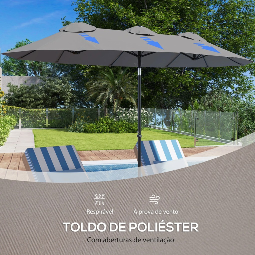 Chapéu de Sol Duplo 285x147x227cm Chapéu de Sol de Jardim com Inclinaç