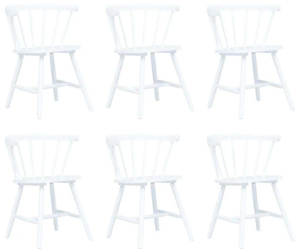 Cadeiras de jantar 6 pcs madeira de seringueira maciça branco