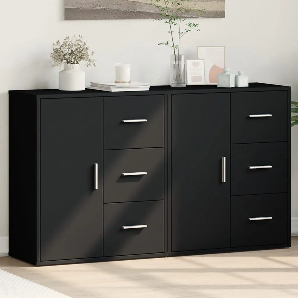 vidaXL Aparadores 2 pcs 60x31x70 cm derivados de madeira preto