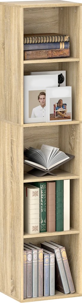 Estante de arrumação com 5 prateleiras ajustáveis para sala, quarto ou escritório, 30 x 24 x 133,5 cm, natural