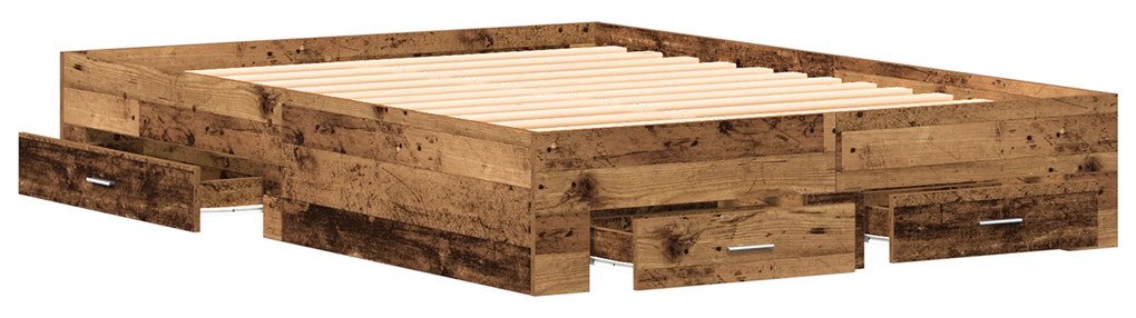 Estrutura de Cama com Gavetas Madeira Envelhecida