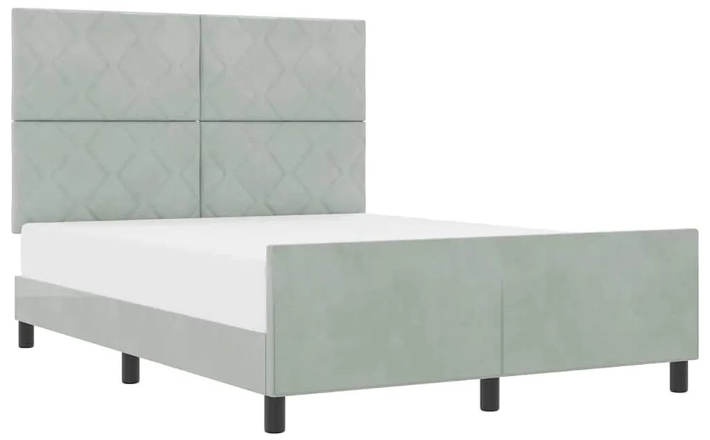 Estrutura de Cama vidaXL Cinzento-claro 140x200 cm Veludo
