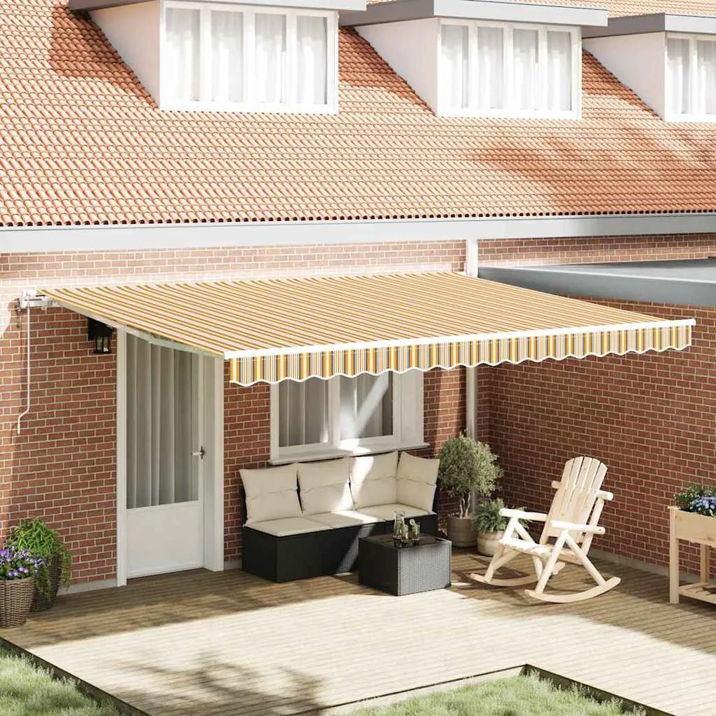 vidaXL Toldo Retrátil Automático Listras Coloridas 450 x 300 cm