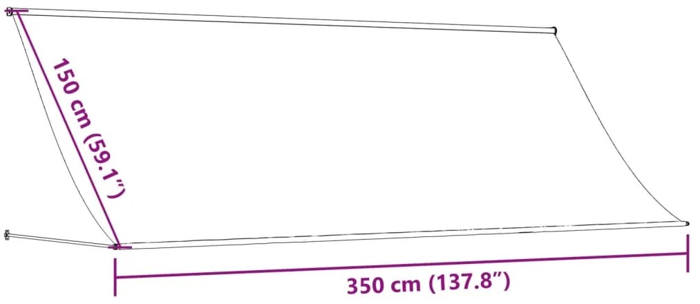 Toldo retrátil 350x150 cm tecido e aço antracite