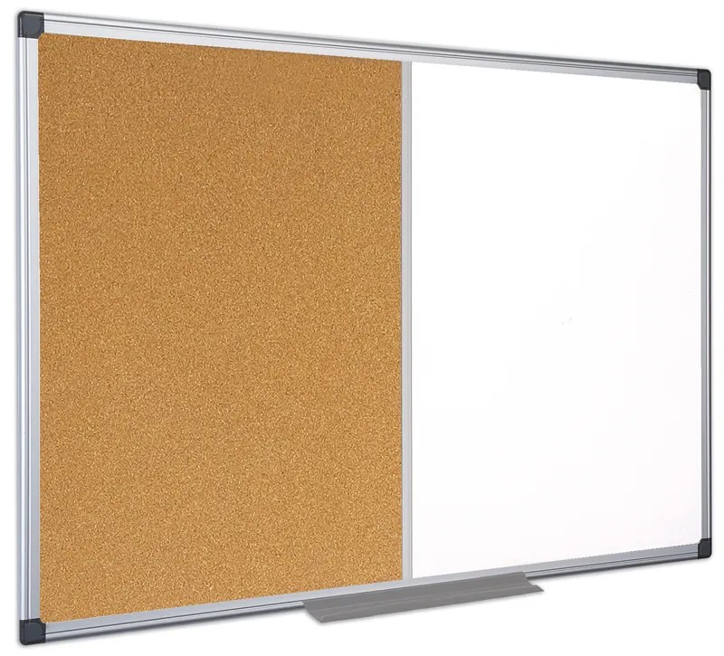 BI-OFFICE - Quadro Combinado 120x120 cm Cortiça/Branco Moldura Alumínio Maya