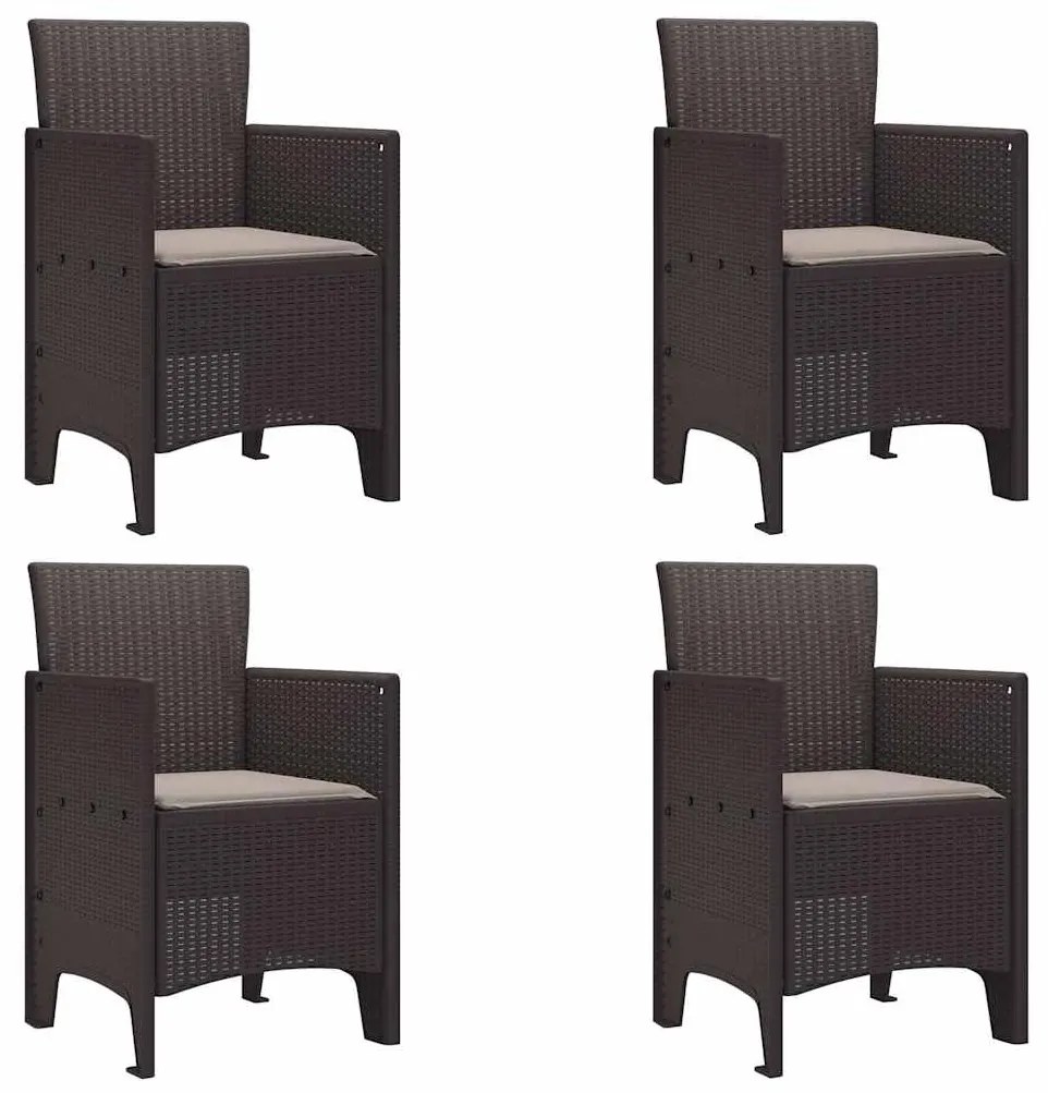 Cadeiras de Jardim com Almofadas 4 pcs Castanho Standard