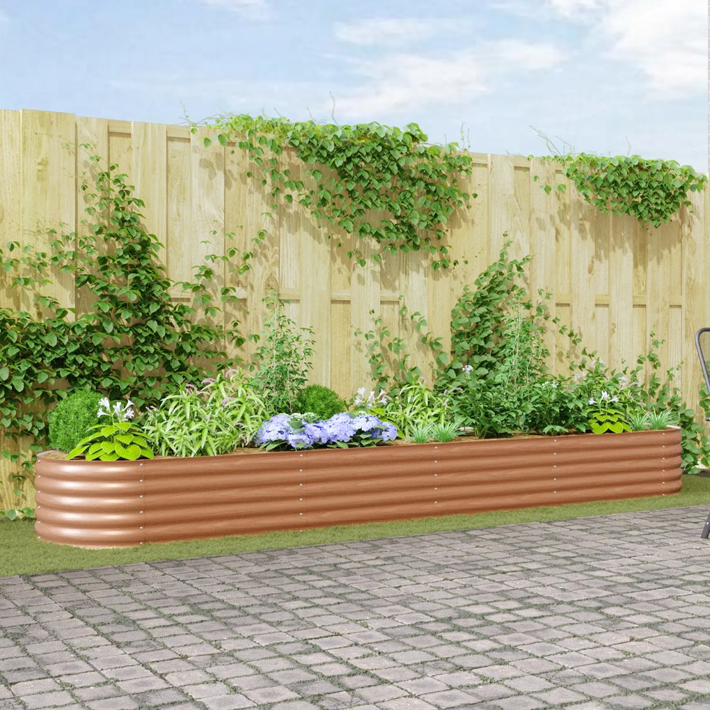 vidaXL Canteiro Elevado Castanho com Aparência de Madeira 400x80x44 cm Aço