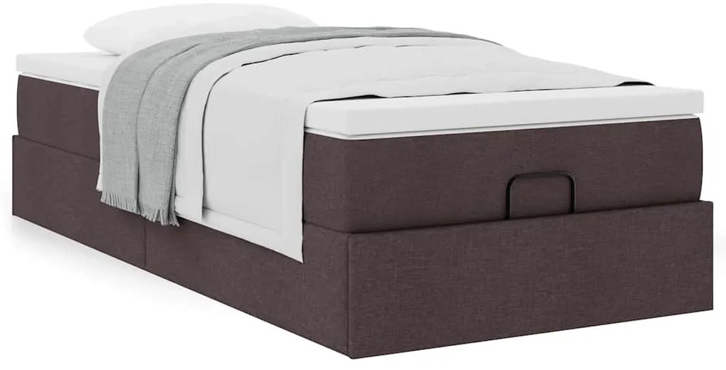 Estrutura cama otomana colchão 90x200 cm tecido castanho escuro