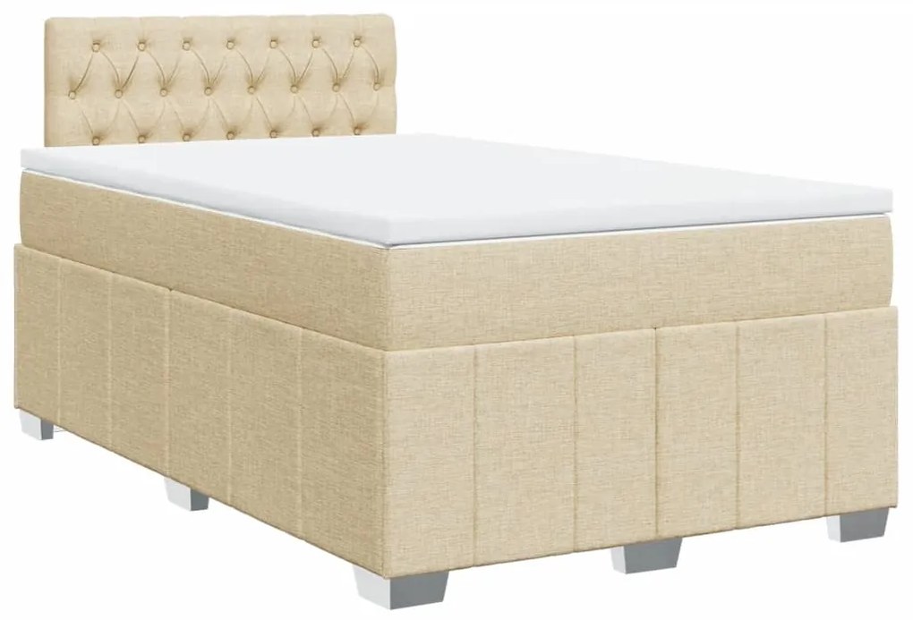 Cama boxspring com colchão 120x190 cm tecido cor creme