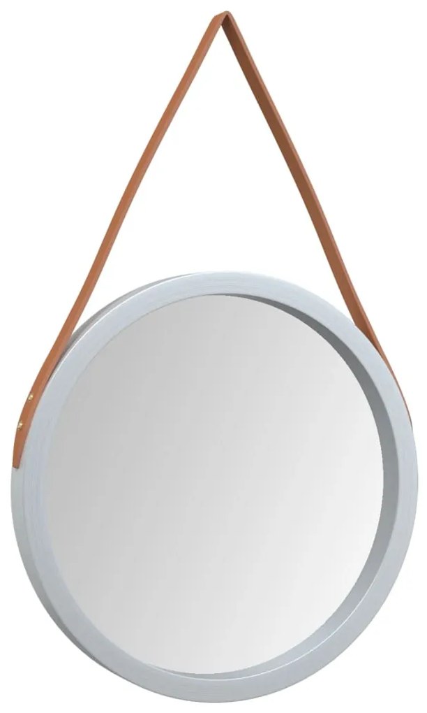 Espelho de parede com alça Ø 45 cm prateado