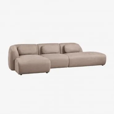 Sofá Modular Chaise Longue Esquerdo De 3 Peças Com Divã Direito Em Chenille Coquette Chenille Castanho Trigo - Sklum