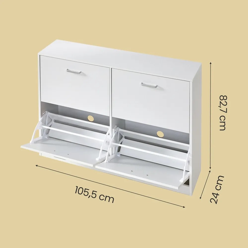 Sapateira com 4 abas para sapatos 24 x 105,5 x 82,7 cm branco