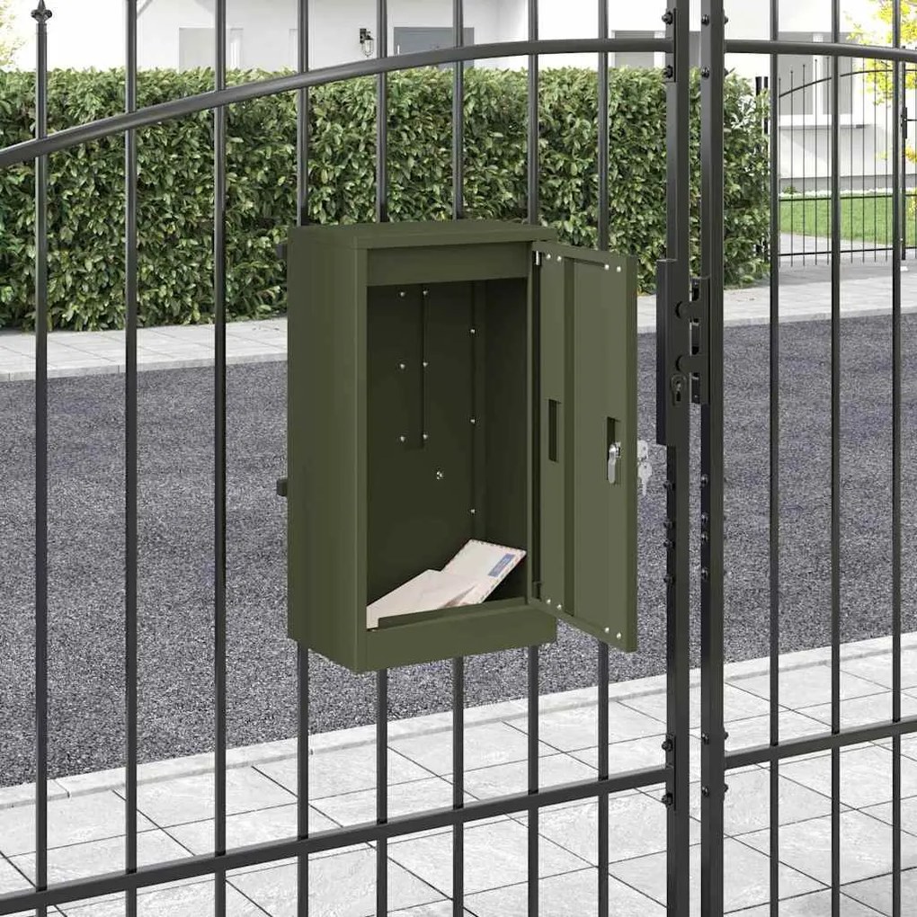 vidaXL caixa de correio com porta Verde-oliva 30 x 20 x 55 cm Aço