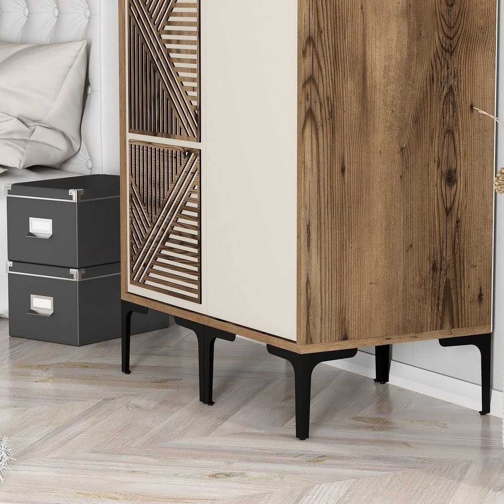 Roupeiro Kumsal PS – Nogueira e Creme – 80 cm x 47,5 cm x 201,4 cm