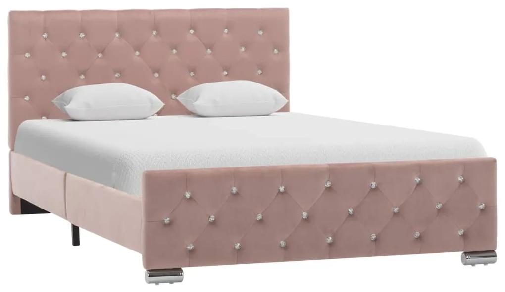 Estrutura de cama 120x200 cm veludo rosa