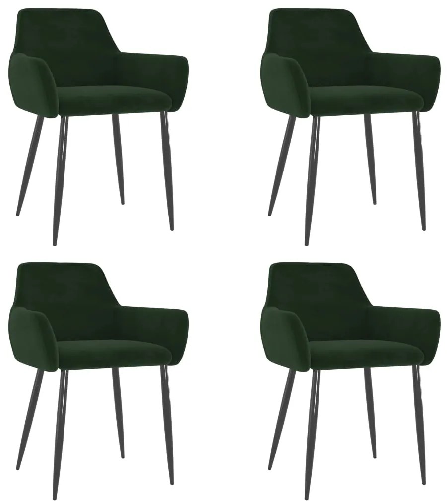 3068028 vidaXL Cadeiras de jantar 4 pcs veludo verde-escuro