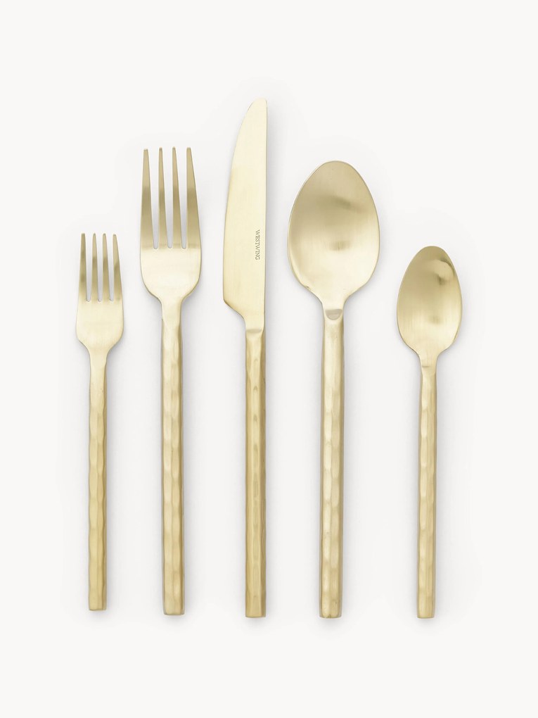 Conjunto de talheres polidos com aspeto martelado Miles, 4 pessoas, conjunto de 20