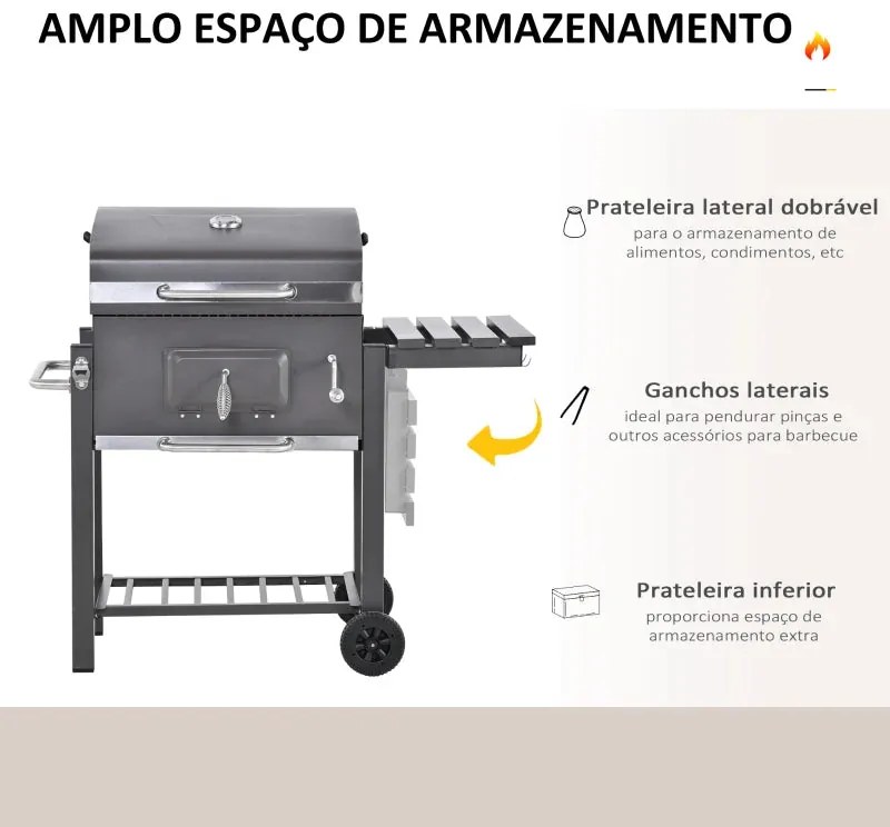 Churrasqueira a Carvão com Termómetro