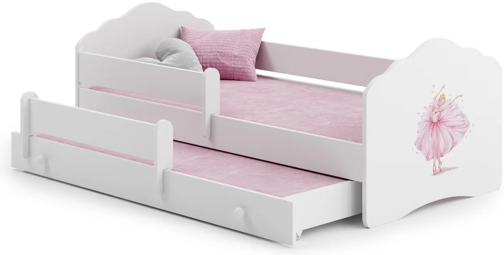 Cama infantil branca bailarina 160x80 - colchão e estrado incluído