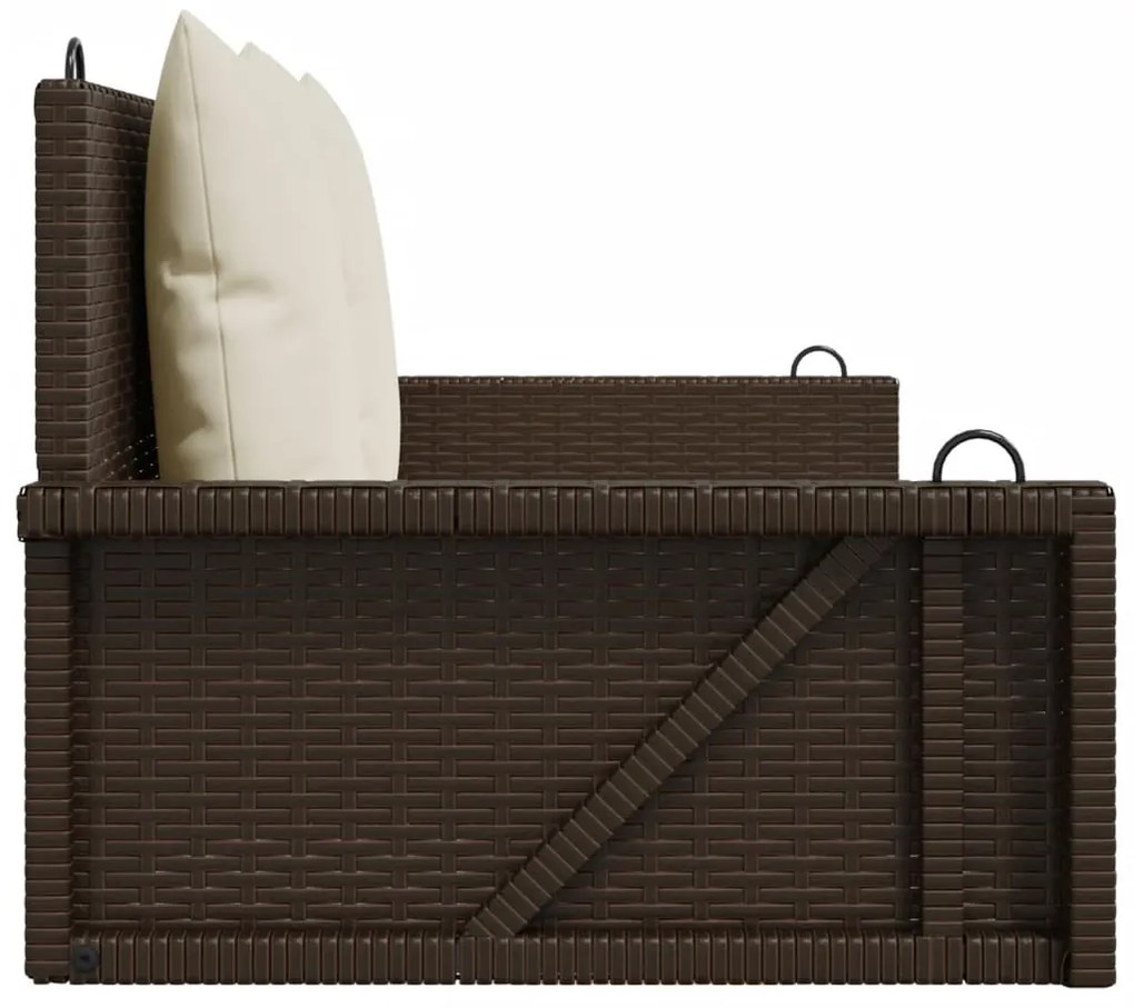 Banco baloiço com almofadões 119x56x48 cm vime PE castanho