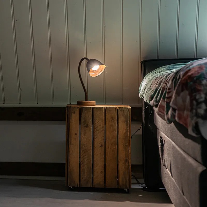 Candeeiro de mesa rústico castanho ferrugem - Rax