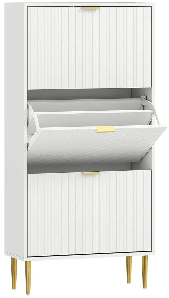 HOMCOM Sapateira Estreita Sapateira para Entrada com Prateleiras Ajustáveis para 18 Pares de Sapatos 60x24x128 cm Branco | Aosom Portugal