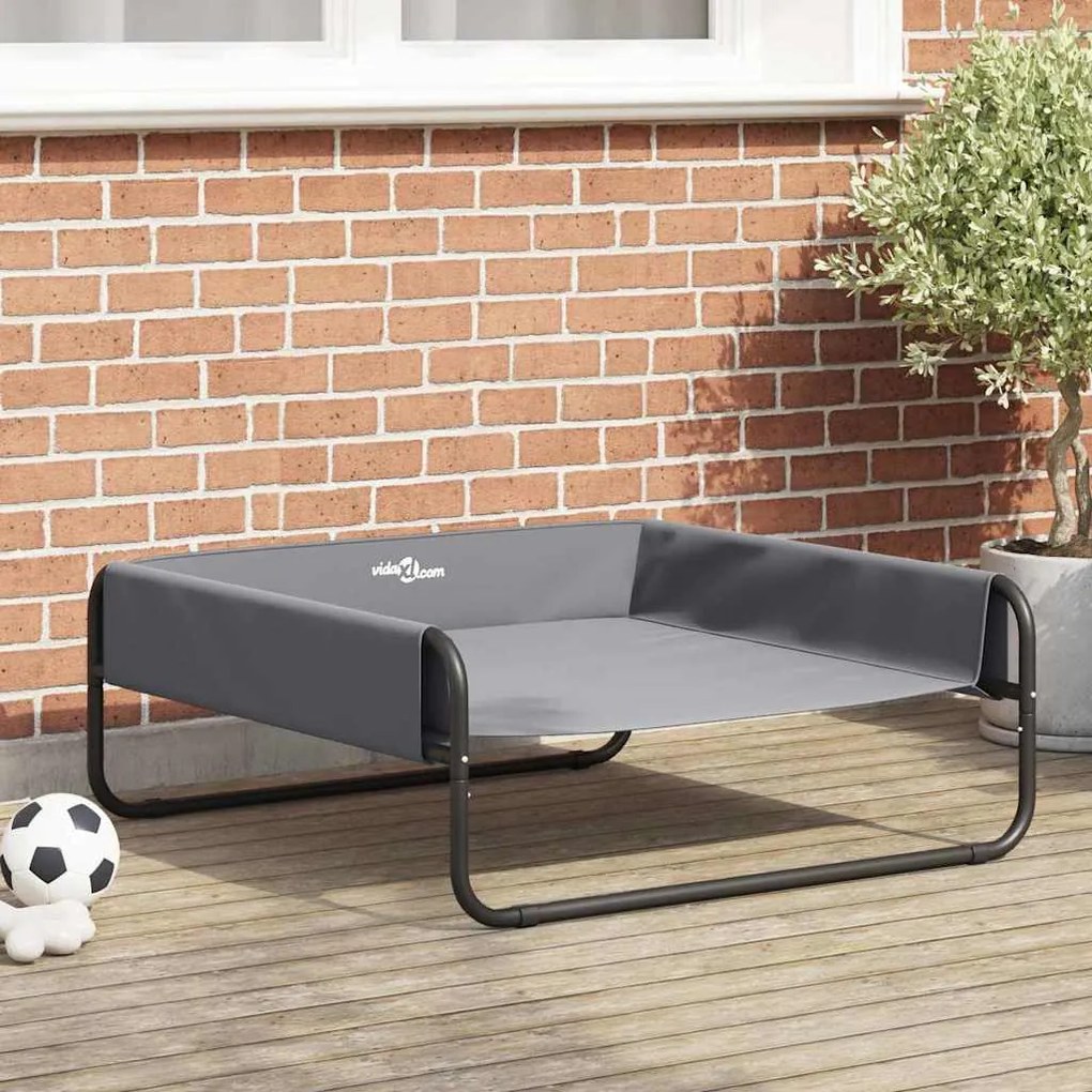 vidaXL Cama Elevada para Cães Cinza Claro L Tecido Oxford e Aço