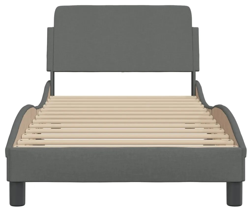 Estrutura de cama sem colchão 90x200 cm tecido cinzento-escuro
