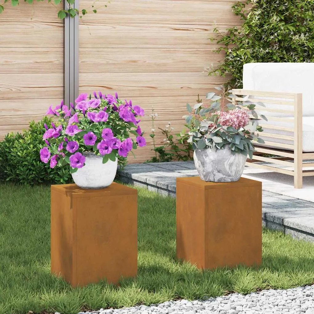 Suportes para Plantas Externos Pilar 2 pcs 24x24x35 cm Aço Resistente