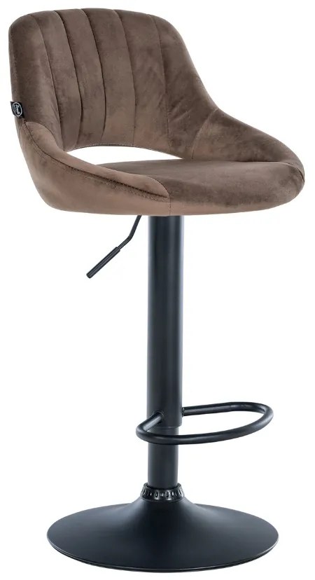 Banco alto Milet em veludo com estrutura preta 85-106 x 47 x 48 cm Castanho