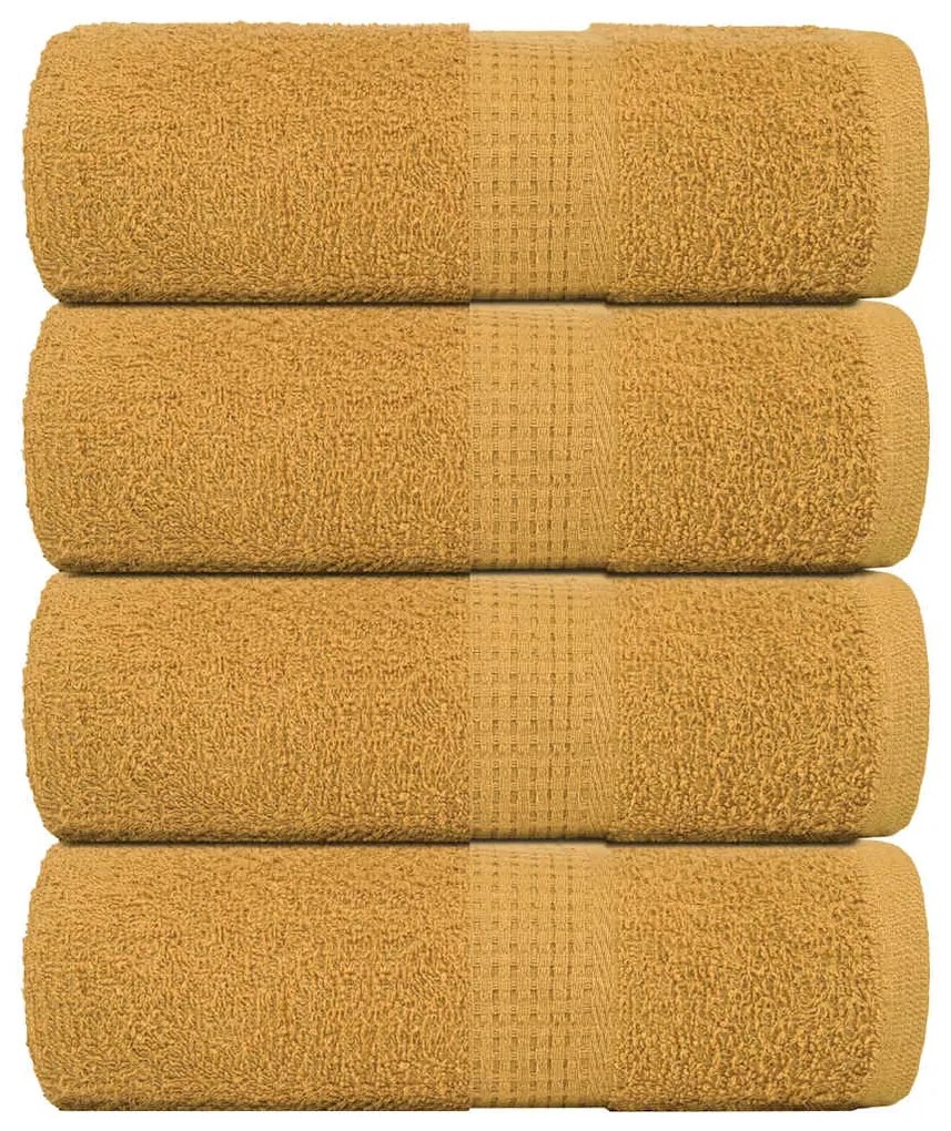 vidaXL Toalhas de rosto FROGN 4 peças douradas 30x30 cm 360 g/m²