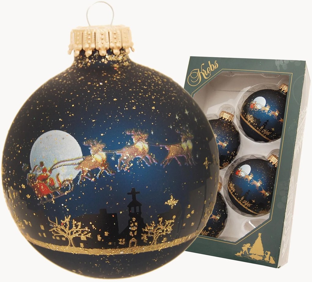 Bolas de Natal pintadas à mão Midnight Before Christmas, conjunto de 4