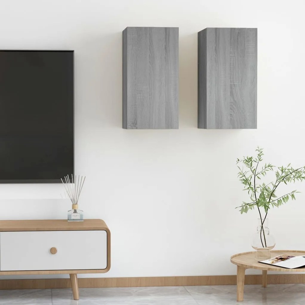 vidaXL Armários TV 2pcs 30,5x30x60cm madeira proc. cor sonoma cinzento
