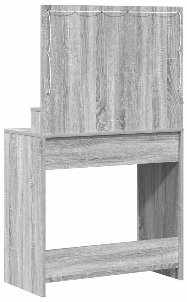 mesa de maquilhagem vidaXL com luzes LED cinza sonoma 79x41x135 cm
