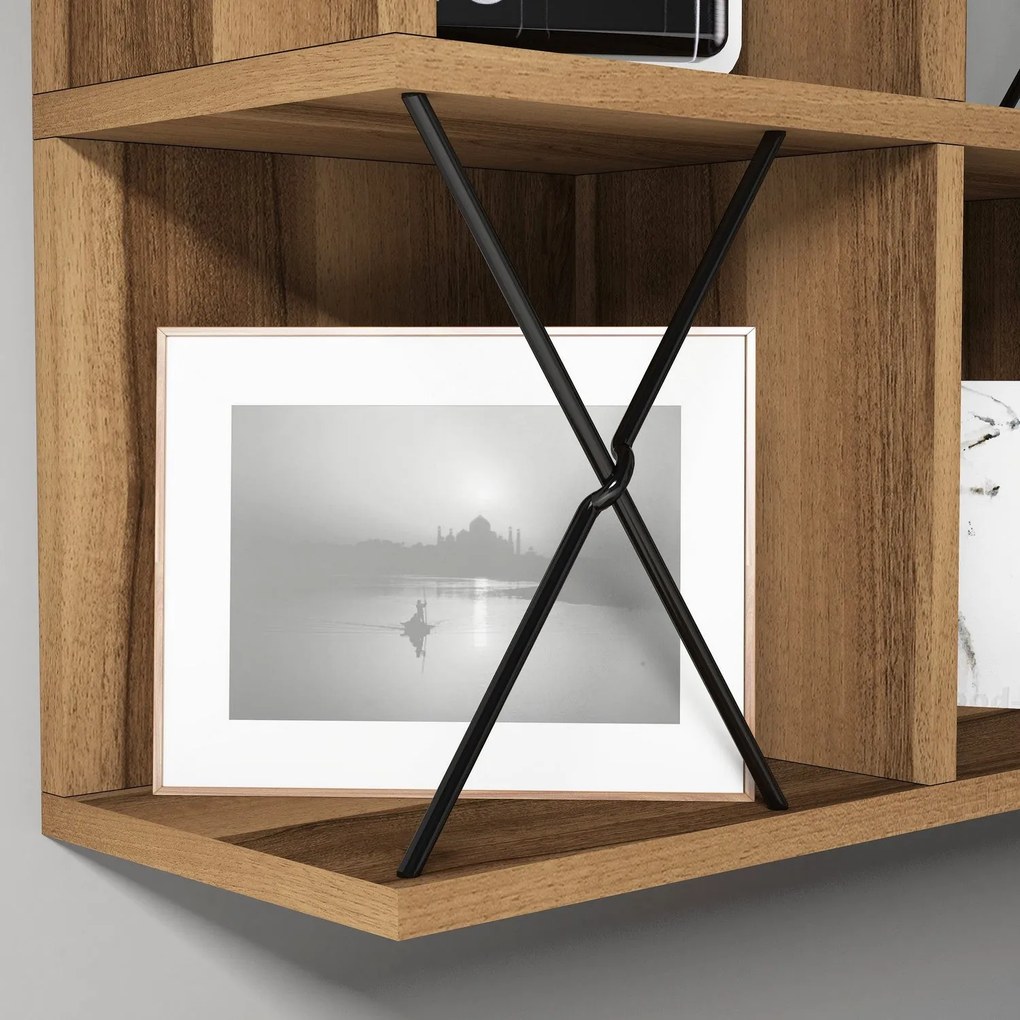 Prateleira de Parede Extra – Nogueira/Preto – 60x60x24 cm