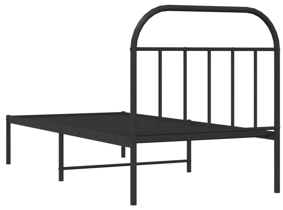 Estrutura de cama com cabeceira 80x200 cm metal preto