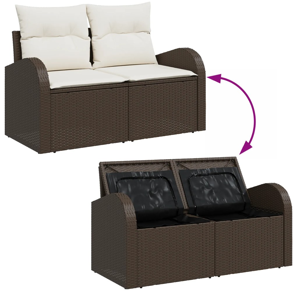 Conjunto de Sofás de Jardim VidaXL com Almofadas Castanho Rattan Polím