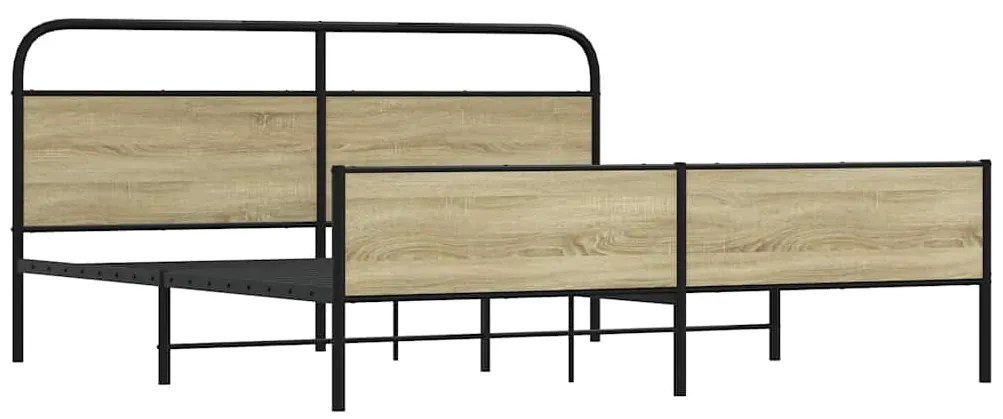 Estrutura de cama sem colchão 180x200cm metal carvalho sonoma