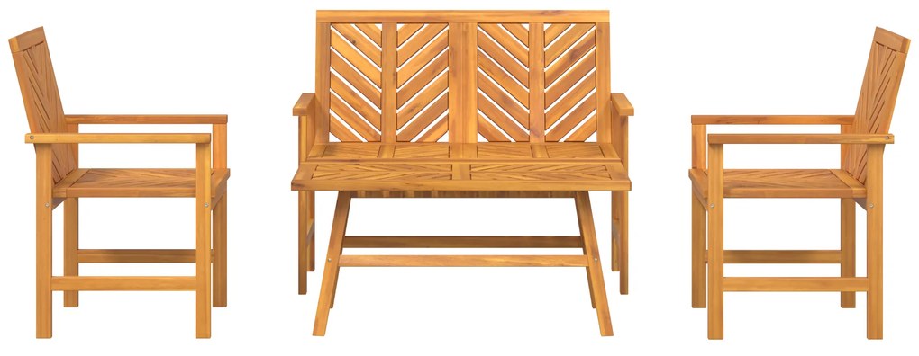Conjunto de Lounge para Jardim de 4 Peças de Madeira Sólida de Acácia