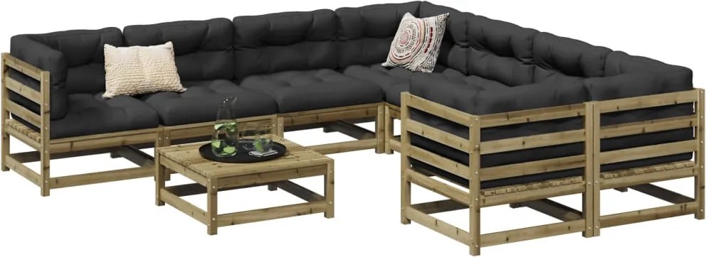 vidaXL 9 pcs conjunto sofás jardim madeira de pinho impregnada