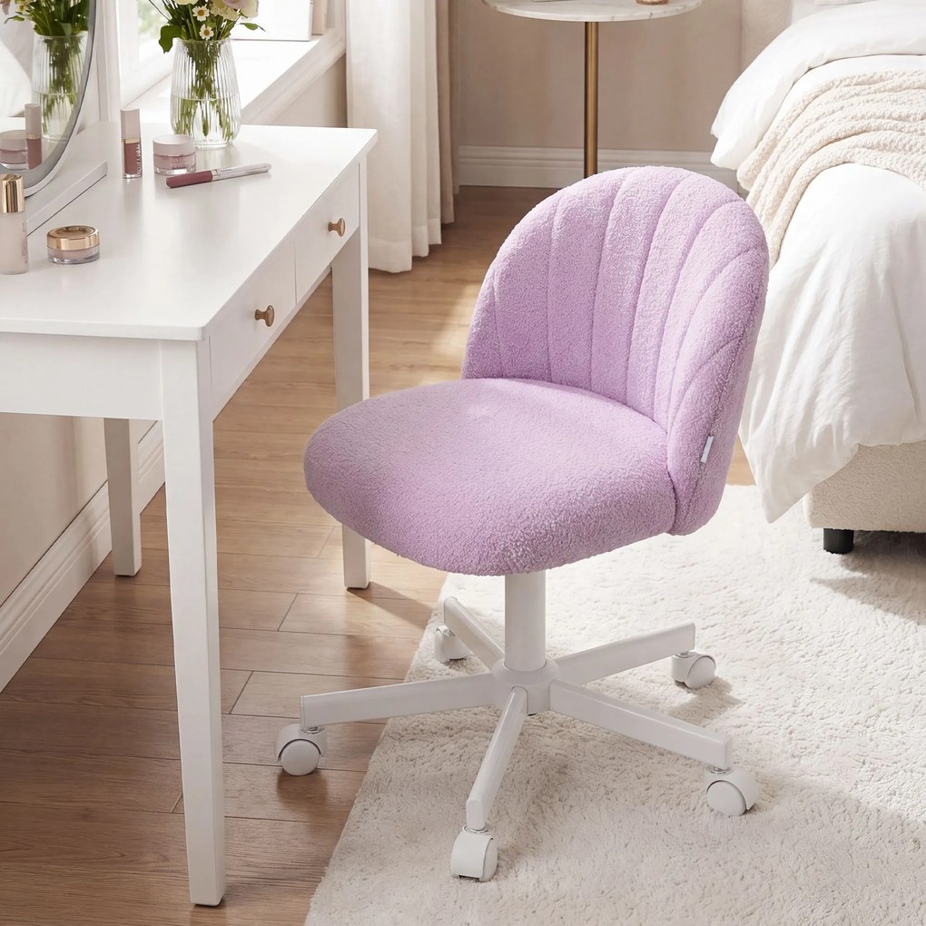 Cadeira de toucador ou cadeira de escritório, revestimento em tecido Teddy Fleece  roxo