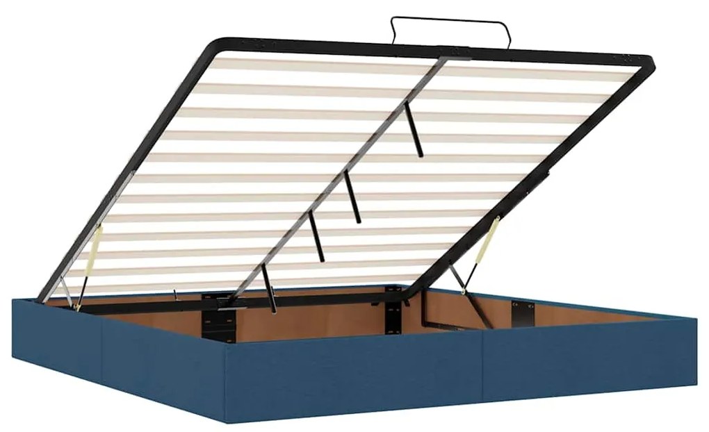 Estrutura de cama otomana sem colchão 200x200 cm tecido azul