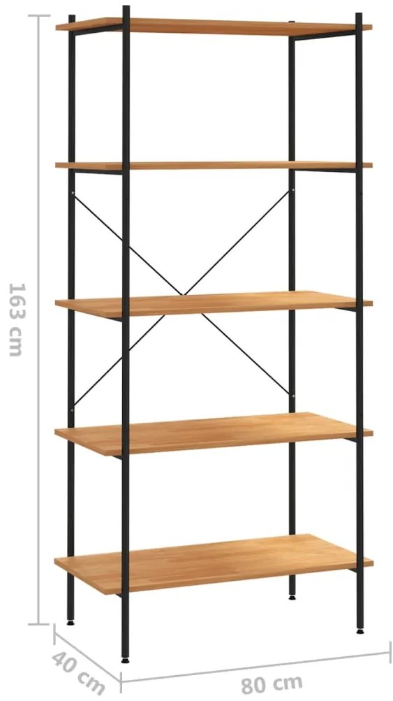 Unidade com 5 prateleiras 80x40x163 cm preto/cor de carvalho