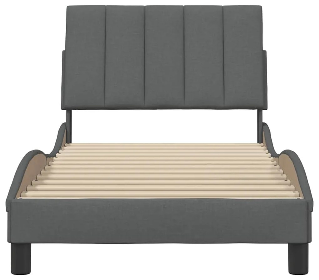 Estrutura de cama sem colchão 90x190 cm tecido cinzento-escuro